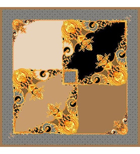Geometrik Desen Black Seri Twill Eşarp Eşarp Askısı ile Birlikte 90x90 cm Vizon 