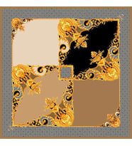 Geometrik Desen Black Seri Twill Eşarp Eşarp Askısı ile Birlikte 90x90 cm Vizon 