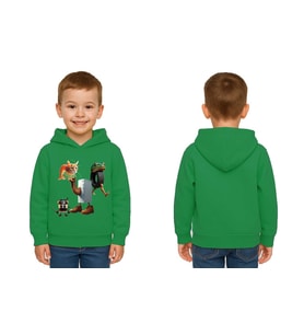 Unisex Brainrot Baskılı Çocuk Swaetshirt Kapüşonlu 3 İplik Şardonlu (Yeşil)