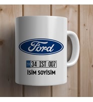 Kişiye Özel Plakalı İsimli FORD Kupa Bardak