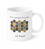Geometrik Altıgen Arı Peteği Düzenli Disiplinli Tasarım Baskılı Porselen Kupa Hediye Bardak