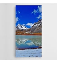 Göl Karlı Dağlar Panoramik Kanvas Tablo