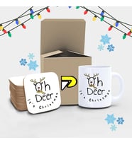 Oh Deer Geyik Eğlenceli Yılbaşı Yeni Yıl Baskılı Kupa Bardak Seti, Yeni Yıl Yılbaşı Hediyesi