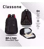 Classone BP-L100 15,6 inç Notebook Sırt Çantası-Siyah (Mavi)