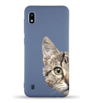 Samsung Galaxy A10 Uyumlu Lansman Kılıf Catface Tasarımlı İçi Kadife Kapak-Petrol Mavisi (Şeffaf)