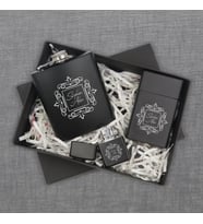 BK Gift Kişiye Özel İsimli Siyah Çelik İçki Matarası Sigara Kutusu ve Benzinli Çakmak Hediye Seti -1, Sevgiliye Hediye, Arkadaşa Hediye, Doğum Günü Hediyesi