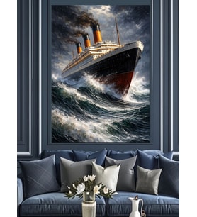 Dalgalı Denizde Titanic Gemisi Dekoratif Kanvas - Mdf Ahşap Tablo