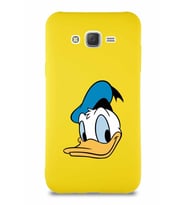 Samsung Galaxy J7 Core Soft Premier Kapak Donald Duck-B Tasarımlı Silikon Kılıf - Sarı (Şeffaf)