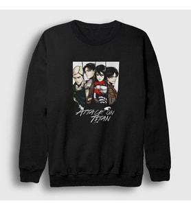 Presmono Unisex Siyah Team Anime Attack On Titan Sweatshirt 125181tt