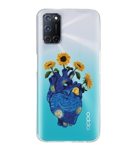 Oppo A52/A72/A92 Uyumlu Vincent Van Gogh Kalp Tasarımlı Şeffaf Telefon Kılıfı