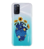 Oppo A52/A72/A92 Uyumlu Vincent Van Gogh Kalp Tasarımlı Şeffaf Telefon Kılıfı