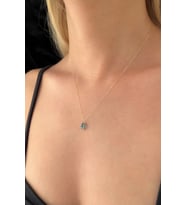 14 Ayar Altın Damla Taş Aquamarine Kolye (Sarı)