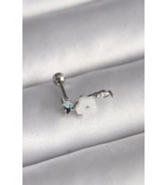 pilelistore 316L Çelik Gümüş Renk Zirkon Taş Detay Beyaz Çiçek Model Tragus Piercing - TJ-PR1357