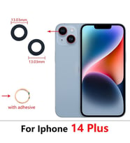 Tkgz İPhone 14 PLUS 2Lİ Arka Kamera Camı Lens Yapışkanlı