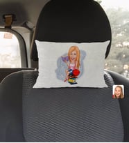 BK Gift Kişiye Özel Kadın Öğrenci Karikatürlü Dikdörtgen Araç Koltuk Yastığı-1
