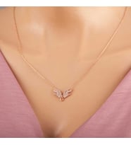 925 Ayar Gümüş Rose Melek Kanadı Sonsuzluk Kadın Kolye