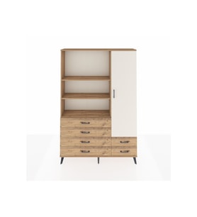 Arges Dolap 7 Raflı 6 Çekmeceli Tek Kapaklı  132x30x195 Çam-Aytaşı/Çam
