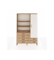 Arges Dolap 7 Raflı 6 Çekmeceli Tek Kapaklı  132x30x195 Çam-Aytaşı/Çam