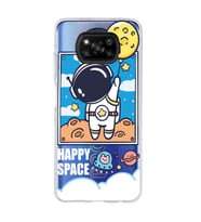 Poco X3 NFC Uyumlu Astronot Desenli Şeffaf Telefon Kılıfı