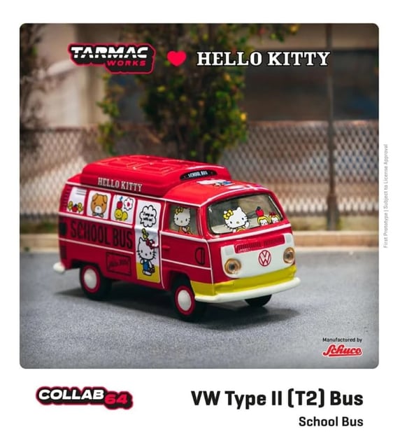 Tarmac 1:64 Volkswagen Type II (T2) Hello Kity Capsule School Bus