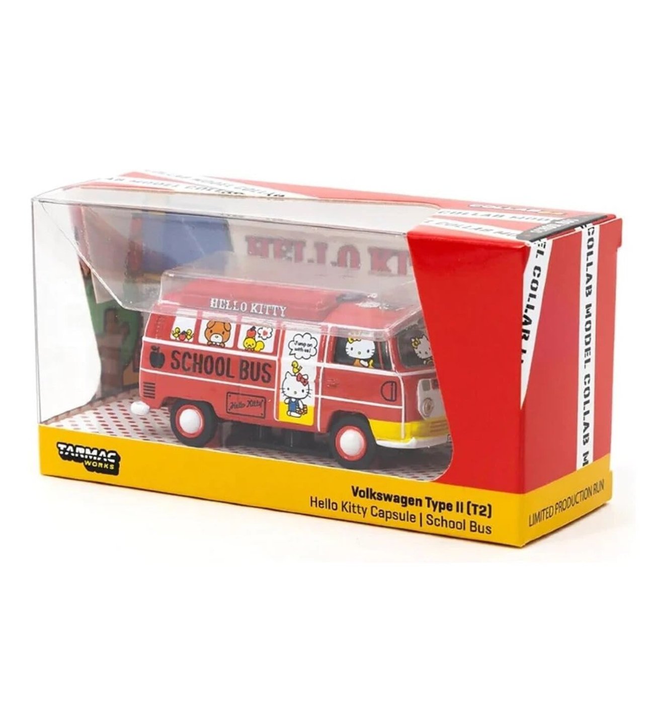 kustomcity tiki mr.g. vw bus 2台セット Tarmac 1:64 Volkswagen Type II (T2) Hello Kity Capsule School Bus