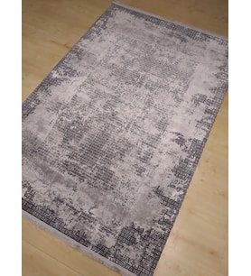 KASHE HALI ÇİZGİ 4210 GRİ SİYAH MODERN SALON HALISI 160X230 CM