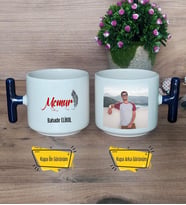 Memur Kupa Bardak Fotoğraflı T Lacivert Kulplu Memura Hediye