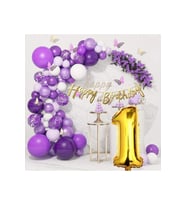 Pullu 74 cm Yaş folyolu Mor Balon Zinciri