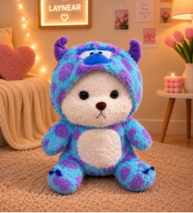 Kapşonlu Puffy Momo Monster Peluş Ayıcık – Sevimli Ayı Peluş Oyuncak