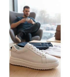 Enoch Hakiki Deri Günlük Kalın Taban Erkek Sneaker Comfort Tırtıklı Taban