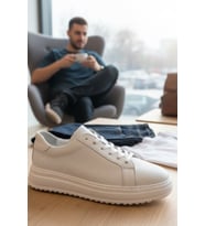 Enoch Hakiki Deri Günlük Kalın Taban Erkek Sneaker Comfort Tırtıklı Taban