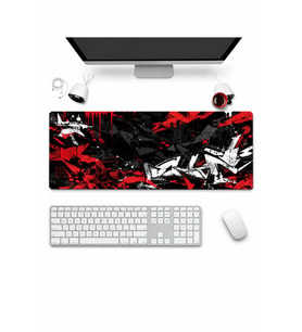 SonicTouch Klavye Mousepad 32x70cm Dikişsiz Pürüzsüz Sıvı Geçirmez Kaymaz Taban Kızıl Kaos