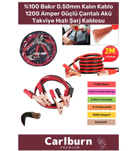 1. Kalite Çantalı Oto %100 Bakır 0.50mm Kalın Kablo 1200 Amper Güçlü Hızlı Şarj Akü Takviye Kablosu