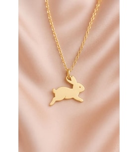 Kişiye Özel Minimal Şirin Tavşan Kolye 925K Gümüş (Gold)