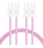 2'li Örgülü USB-C - USB-C Kablo, 1,5 m, 60 W, Yumuşak, Esnek ve Hızlı Şarj Kablosu, iPhone 17 ve 16 Serisi, Galaxy S25, Pixel 10, iPad Pro ve Daha Fazlasıyla Uyumlu, Pembe