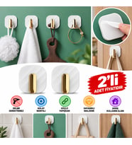 Mey İthalat® 2li Yapışkanlı Retro Askılık Dolap Kapak Kulpu Beyaz