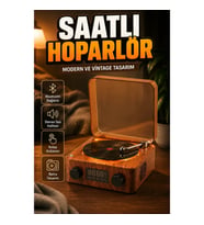 Saatli Gece Lambalı Bluetooth Hoparlör – Vintage Tasarım 3’ü 1 Arada Stereo Müzik Cihazı