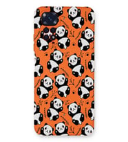 Xiaomi Redmi Note 11s Uyumlu Lansman Kılıf Panda Tasarımlı İçi Kadife Kapak-Turuncu (Şeffaf)