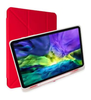 Apple İpad Pro 12.9 (2021) Kılıf Kalemlikli Mars Tablet Kılıfı - Kırmızı