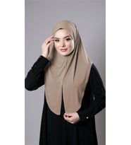 Sütlü Kahve Pratik Hazır Geçmeli Tesettür Eşarp Sandy Kumaş Yırtmaçlı Düz Hijab 2310_26