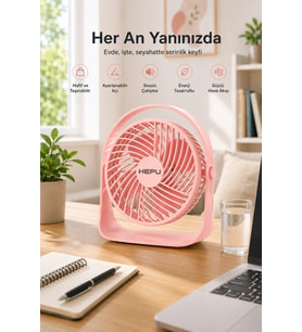 Hepu HP-F11 Masaüstü Mini Vantilatör - 3 Kademeli Şarjlı Taşınabilir Masa Fanı