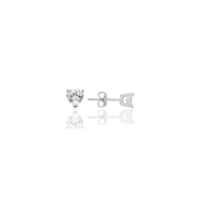 Gümüş rodyumlu pırlanta montürlü zirkon taşlı 5 mm kalp küpe SGTL12508RODAJ