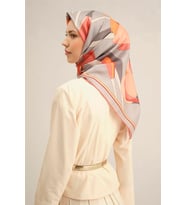 Çiçek Desenli Saf İpek Sura Eşarp -9302D (Hardal)