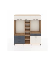 Hyperion Dolap 11 Raflı 4 Çekmeceli 2 Askılı 220x44x243 Çam-Aytaşı/Antrasit