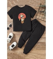 Çocuk Shinobi Kedi Alt - Üst Eşofman Takımı (Siyah)