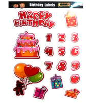 Dekoratif Etiket Sticker Brithday Labels 80X120Mm Dl-006 - 4 adet