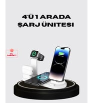 Apple Uyumlu Kablosuz Şarj İstasyonu 4 Cihaz Destekli ve Hızlı Şarjlı