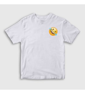 Presmono Unisex Çocuk Beyaz Gülmekten Gözünden Yaş Gelen Emoji Instagram T-Shirt 435278tt (Beyaz)