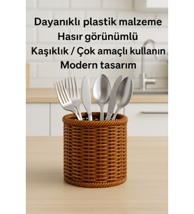 Şık Hasır Rattan Yuvarlak Kaşıklık, Dekoratif ve Pratik Kullanım