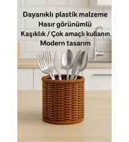 Şık Hasır Rattan Yuvarlak Kaşıklık, Dekoratif ve Pratik Kullanım
